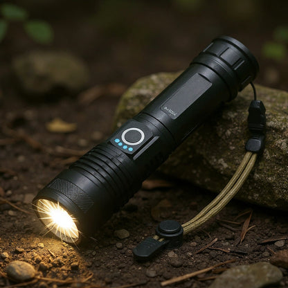 Linterna Táctica LED Recargable USB Zoom Ajustable Portátil