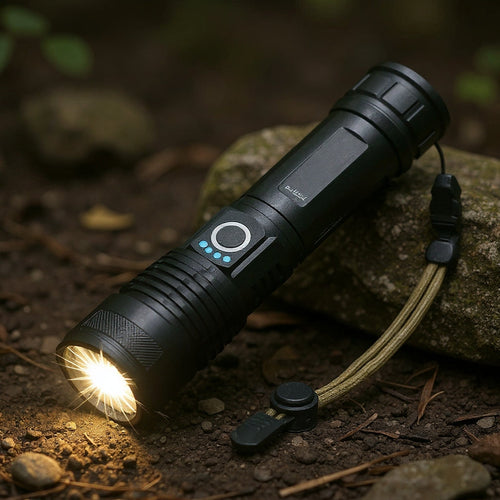 Linterna Táctica LED Recargable USB Zoom Ajustable Portátil