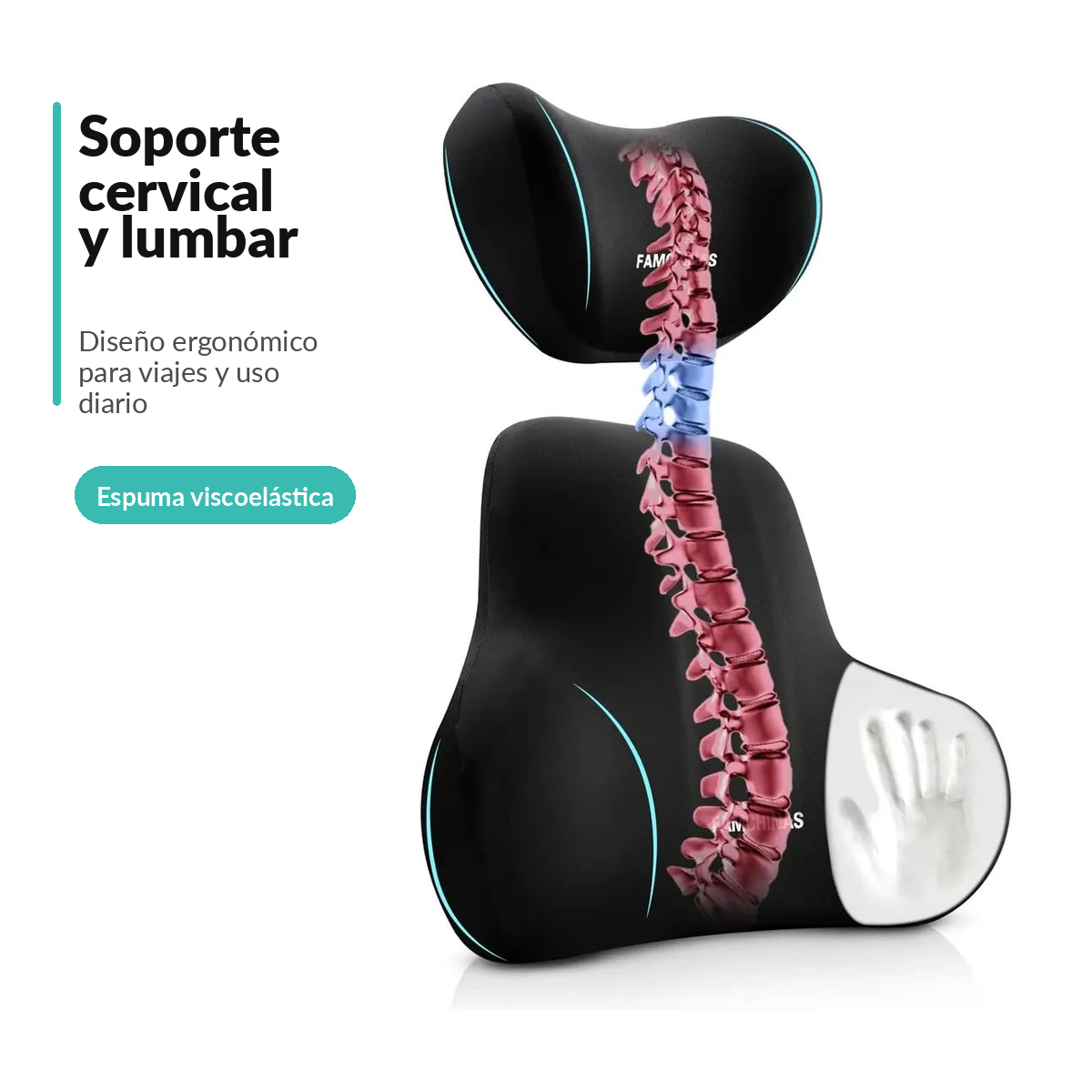 Ergonomic Lumbar Support Cushion High Density Memory Foam Pillow