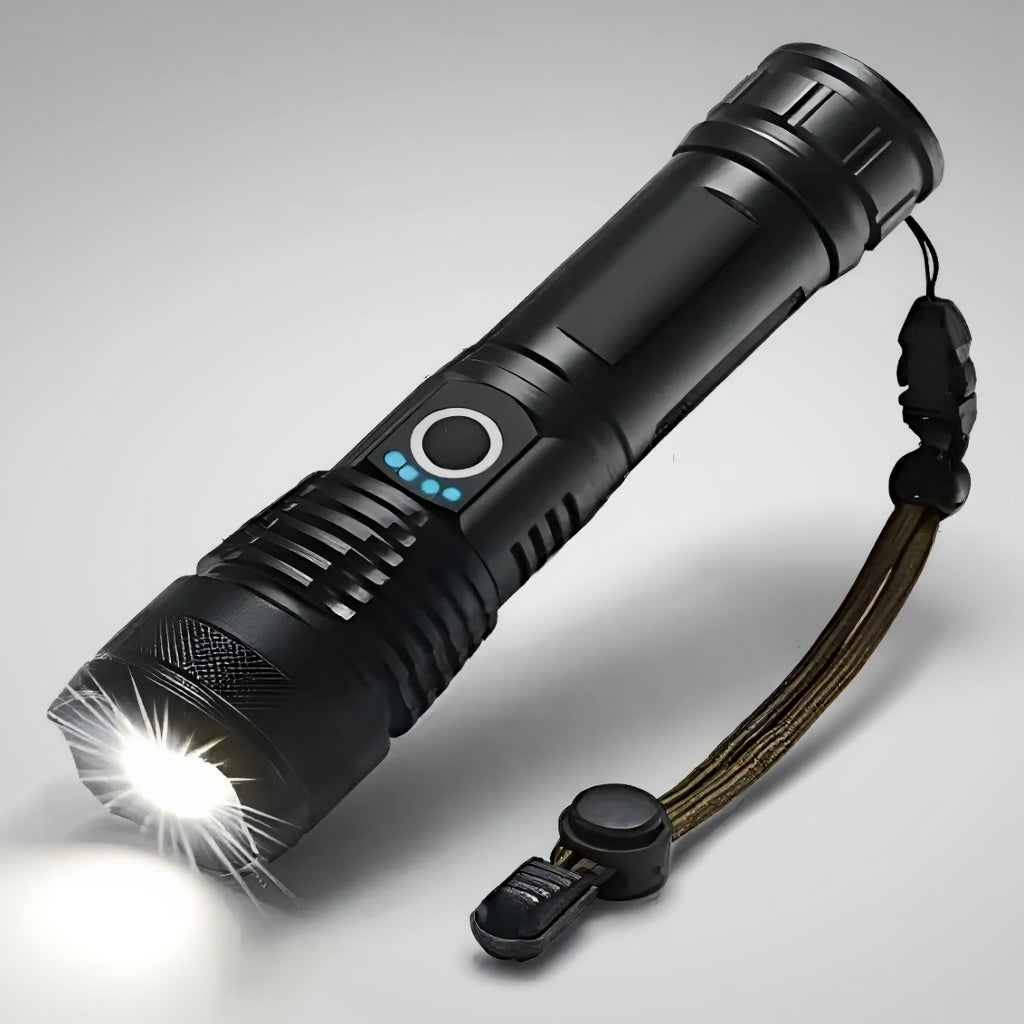 Linterna Táctica LED Recargable USB Zoom Ajustable Portátil