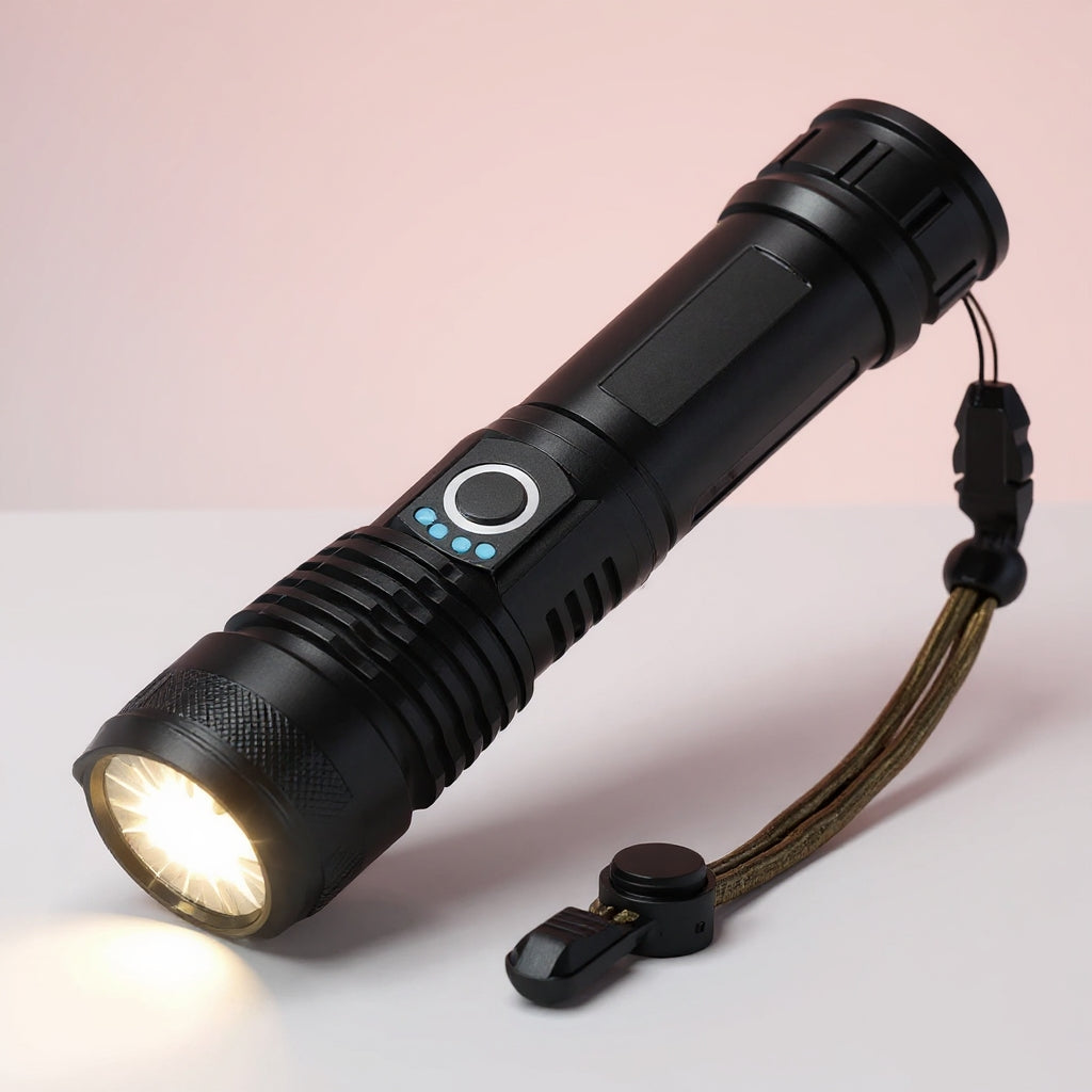 Linterna Táctica LED Recargable USB Zoom Ajustable Portátil