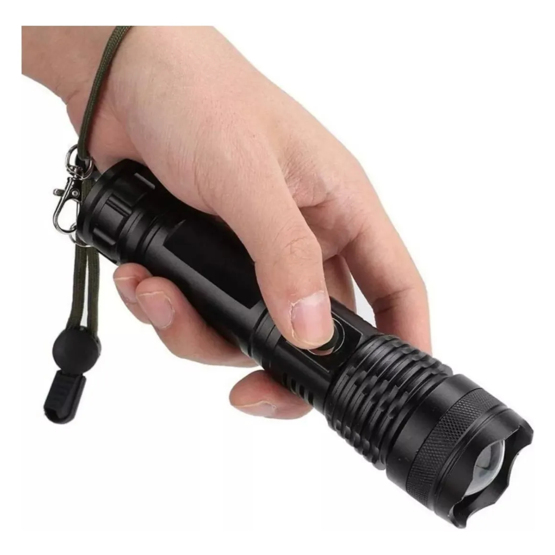 Linterna Táctica LED Recargable USB Zoom Ajustable Portátil