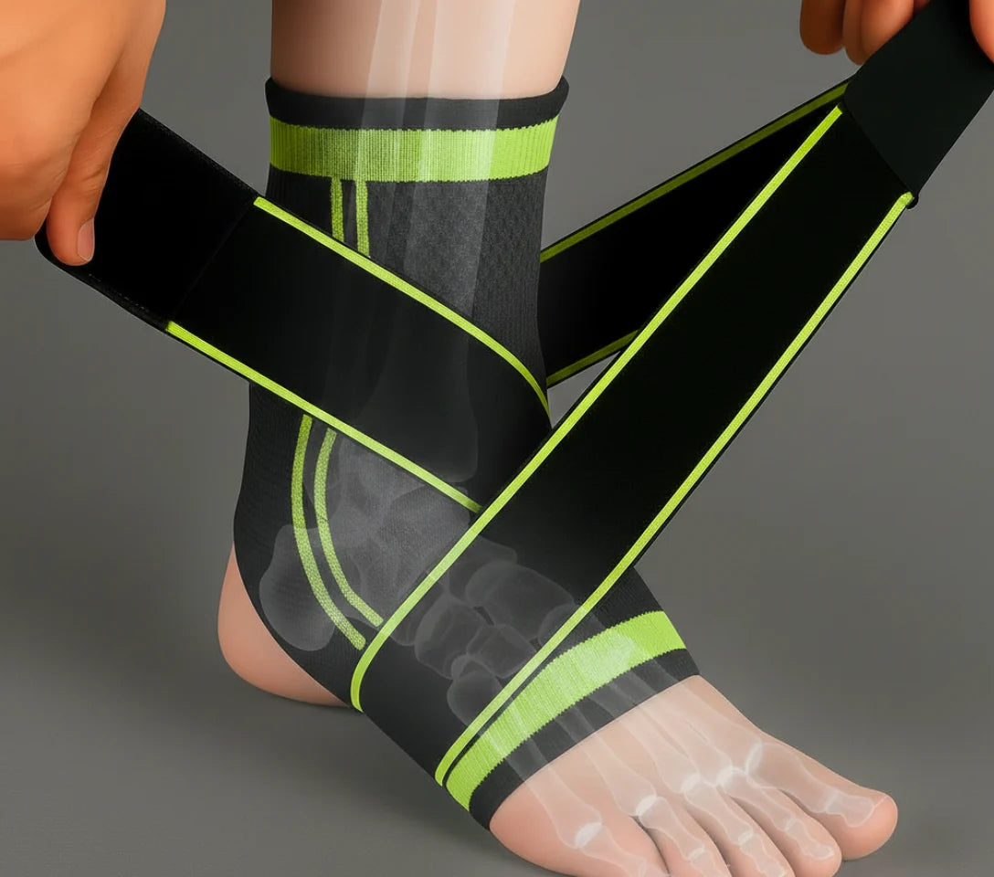 Adjustable Compression Ankle Support Brace Breathable Sports Wrap Pack 2-Piece