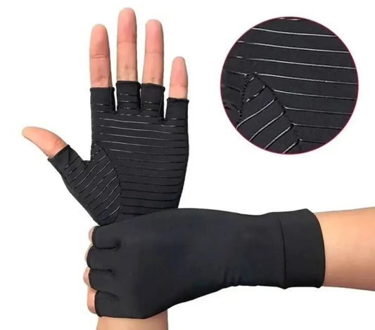 Copper Compression Gloves Fingerless Hand Support Pair