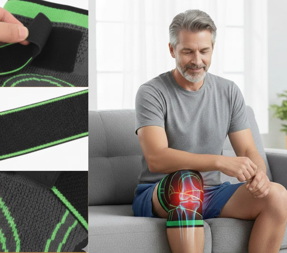 Compression Knee Brace Support Sleeves Adjustable Straps Pair