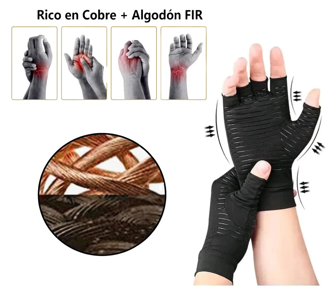 Copper Compression Gloves Fingerless Hand Support Pair