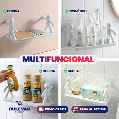 Estante de Baño Organizador Adhesivo Sin Perforaciones Pack 2 Unidades