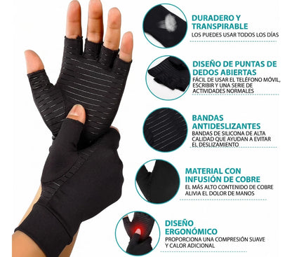 Copper Compression Gloves Fingerless Hand Support Pair