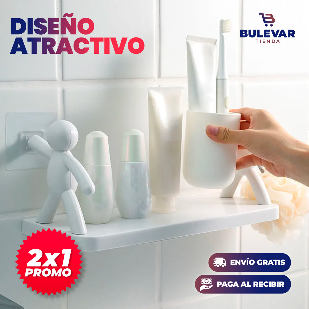 Estante de Baño Organizador Adhesivo Sin Perforaciones Pack 2 Unidades