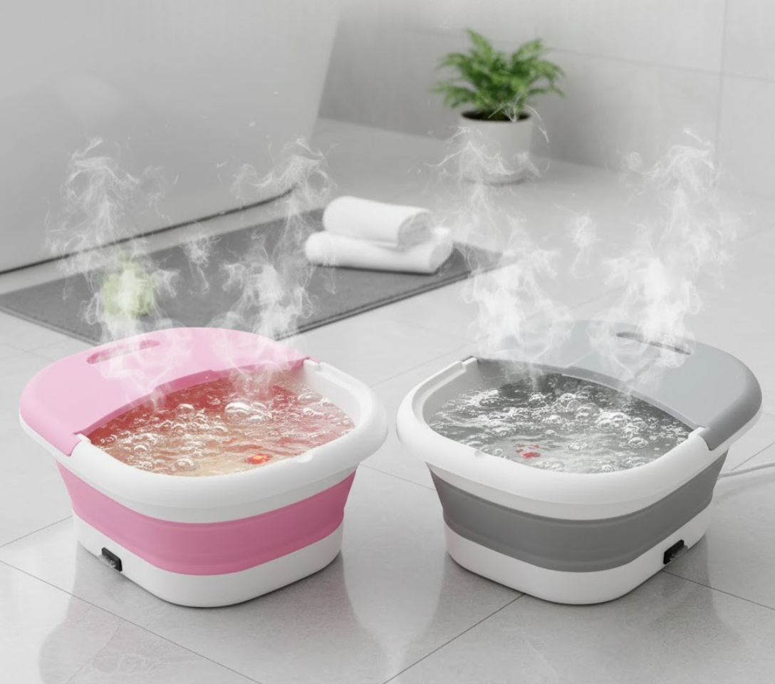 Collapsible Foot Spa Massager 3-in-1 Heated Bubble Basin
