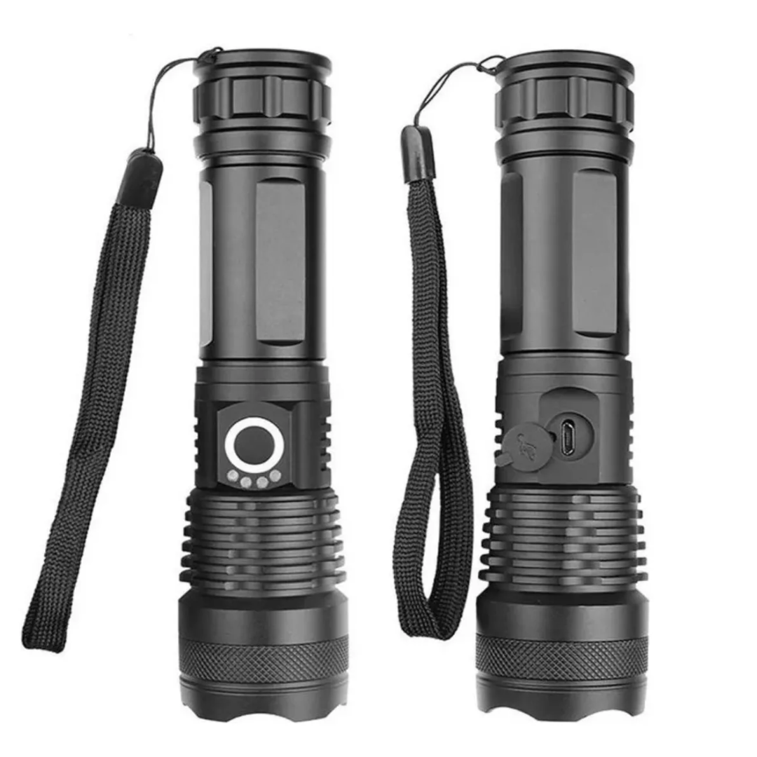 Linterna Táctica LED Recargable USB Zoom Ajustable Portátil