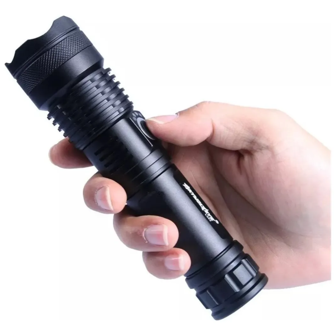 Linterna Táctica LED Recargable USB Zoom Ajustable Portátil
