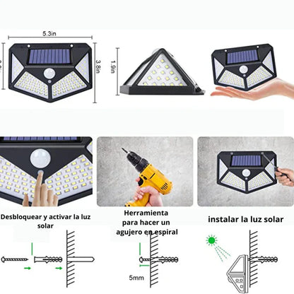 Solar LED Floodlight Motion Sensor Outdoor Wall Light Pack 2-Piece