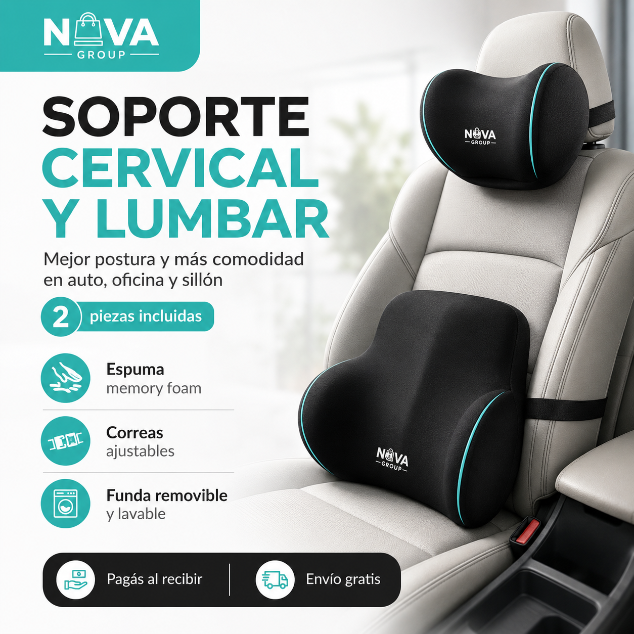 Ergonomic Lumbar Support Cushion High Density Memory Foam Pillow