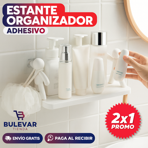 Estante de Baño Organizador Adhesivo Sin Perforaciones Pack 2 Unidades