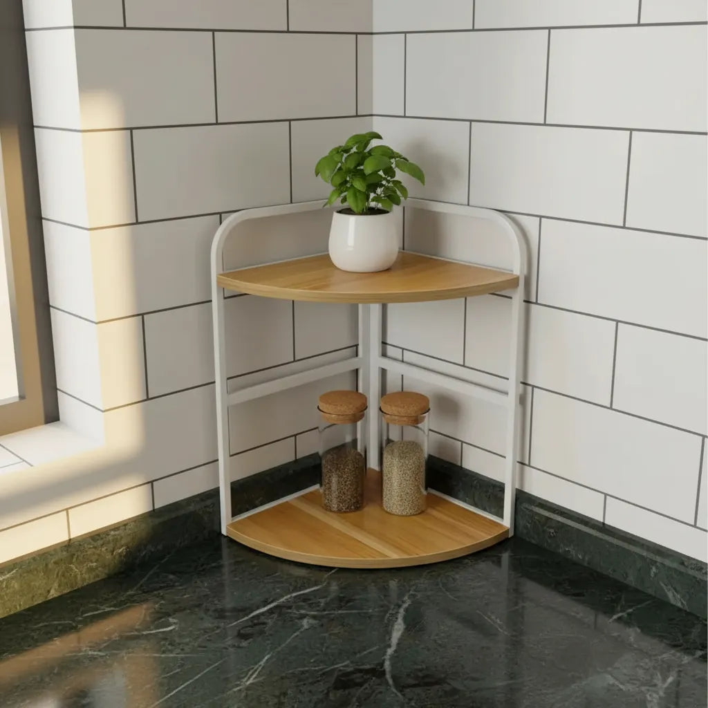 Kitchen Corner Shelf Organizer Large 2-Tier Countertop Rack