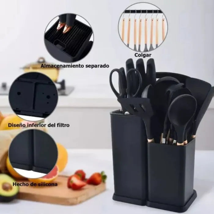 Premium Kitchen Utensils Set 19-Piece Cooking Tools with Cutting Board