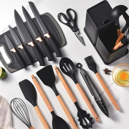 Premium Kitchen Utensils Set 19-Piece Cooking Tools with Cutting Board
