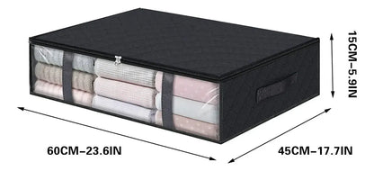 Underbed Storage Bag Rigid Clothes Organizer with Clear Window 2-Pack