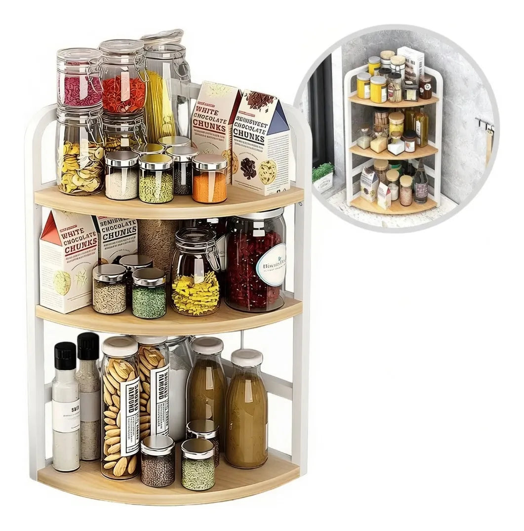 Kitchen Corner Shelf Organizer 3-Tier Countertop Spice Rack