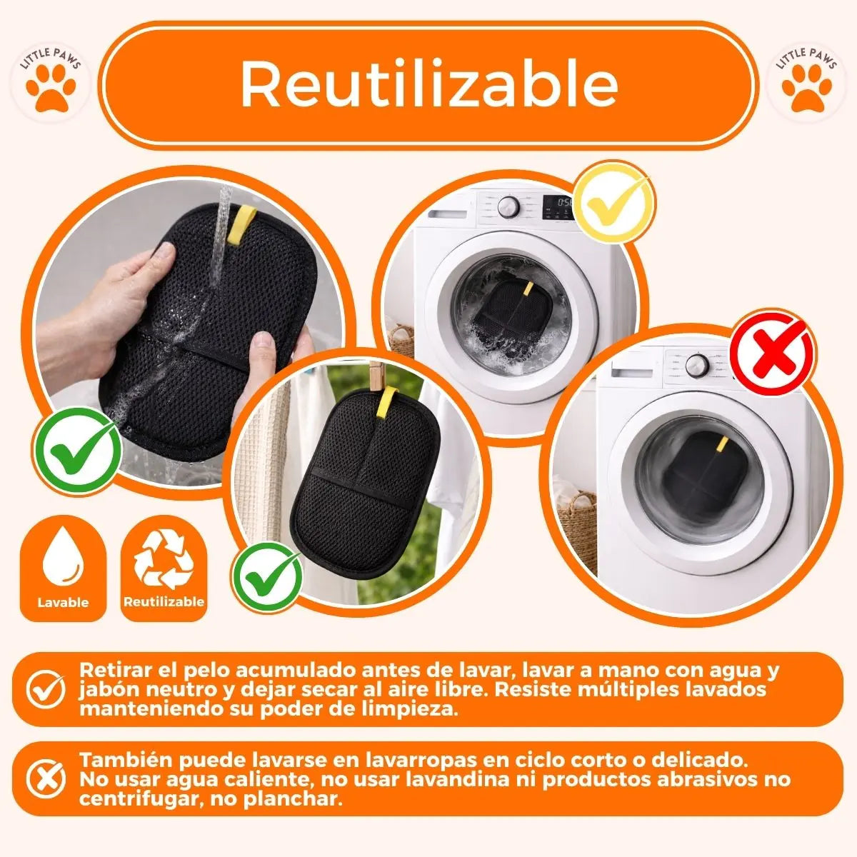 NOVA Electrostatic Pet Hair Lint Remover Glove Reusable Washable