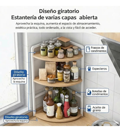 Kitchen Corner Shelf Organizer 3-Tier Countertop Spice Rack