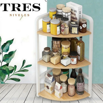 Kitchen Corner Shelf Organizer 3-Tier Countertop Spice Rack