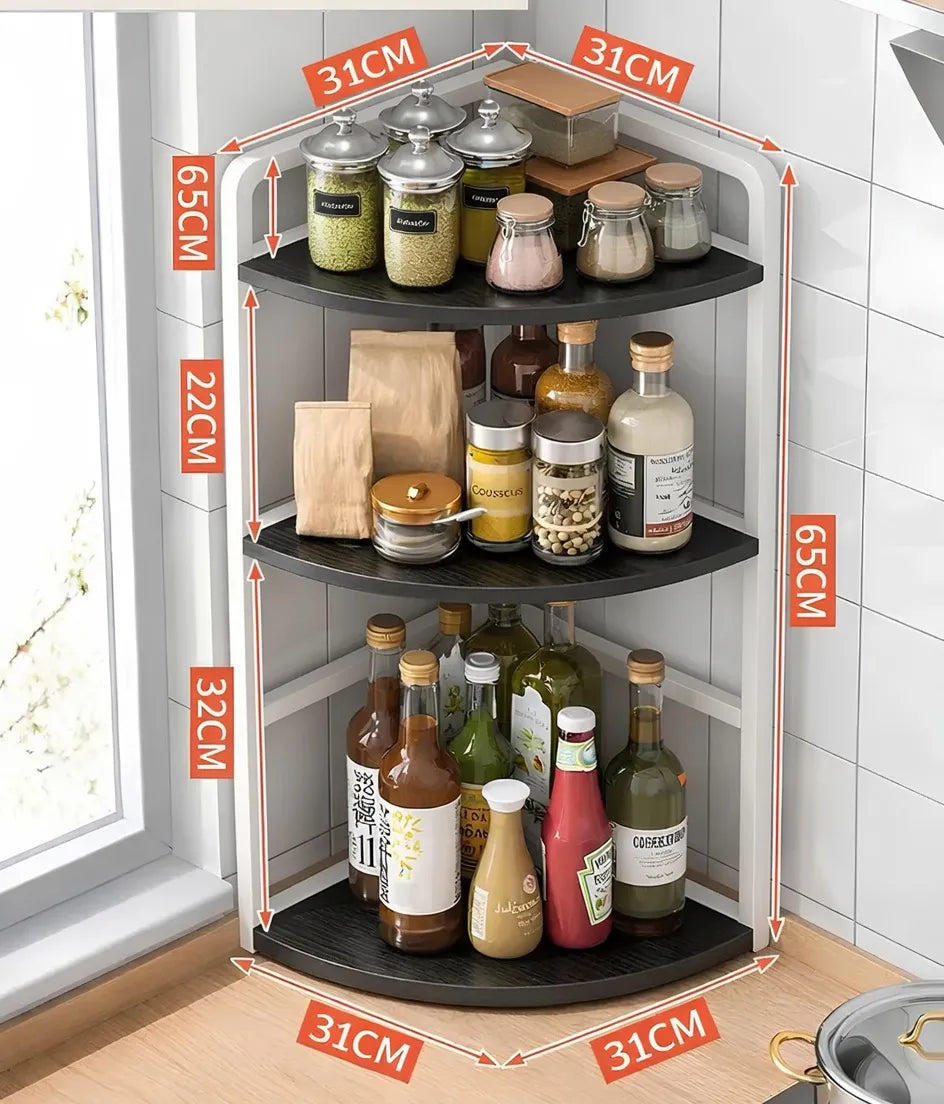 Kitchen Corner Shelf Organizer 3-Tier Countertop Spice Rack
