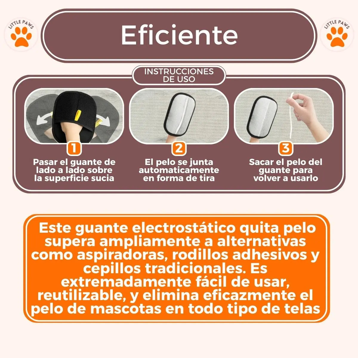 NOVA Electrostatic Pet Hair Lint Remover Glove Reusable Washable