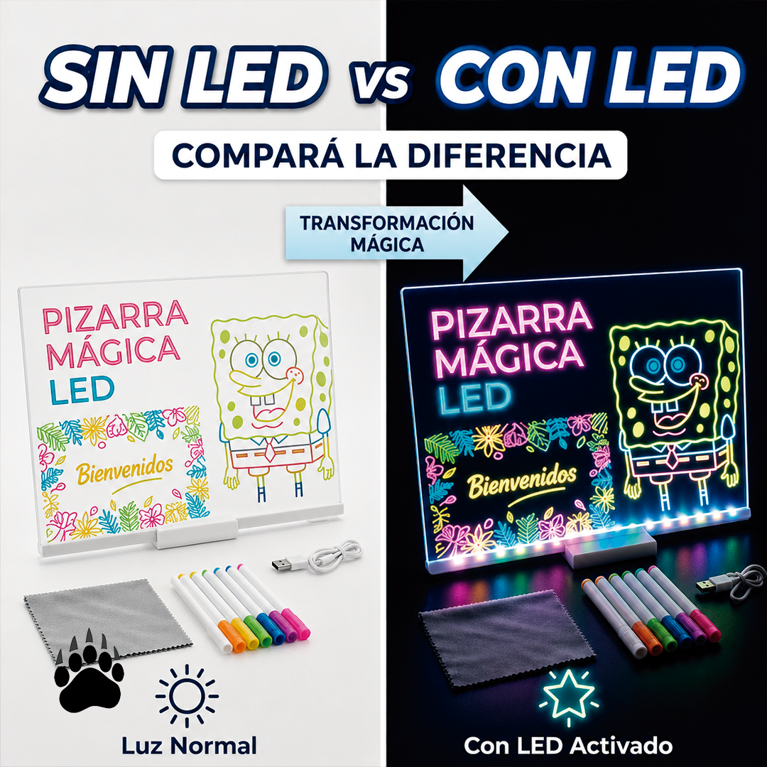 Pizarra Mágica Luz LED Bigan Rotuladores y Plantillas