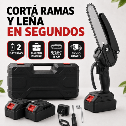Motosierra Portátil Inalámbrica Batería Recargable con Maletín