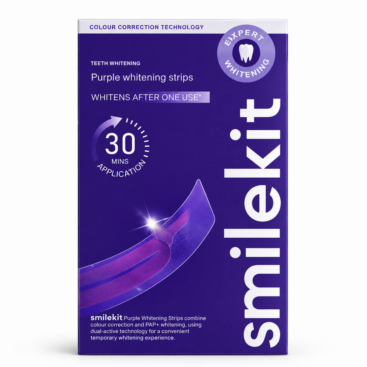 SMILEKIT Tiras Blanqueadoras Dentales Moradas Correctoras 14 Unidades