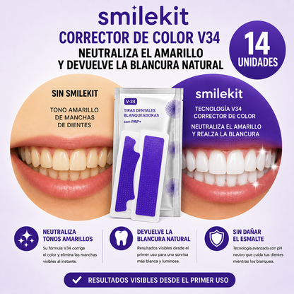 SMILEKIT Tiras Blanqueadoras Dentales Moradas Correctoras 14 Unidades