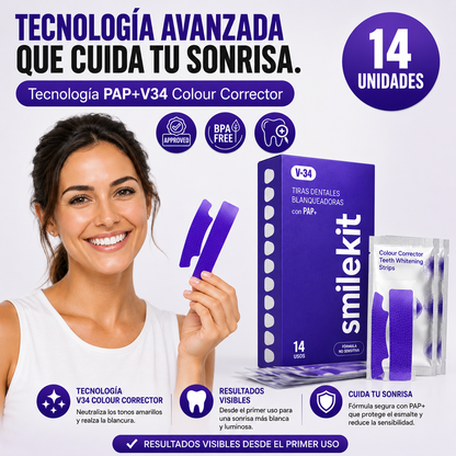 SMILEKIT Tiras Blanqueadoras Dentales Moradas Correctoras 14 Unidades